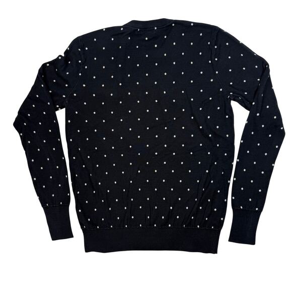 Equipment Femme Women’s Small Silk Sweater Black White Polka Dot - Picture 3 of 5